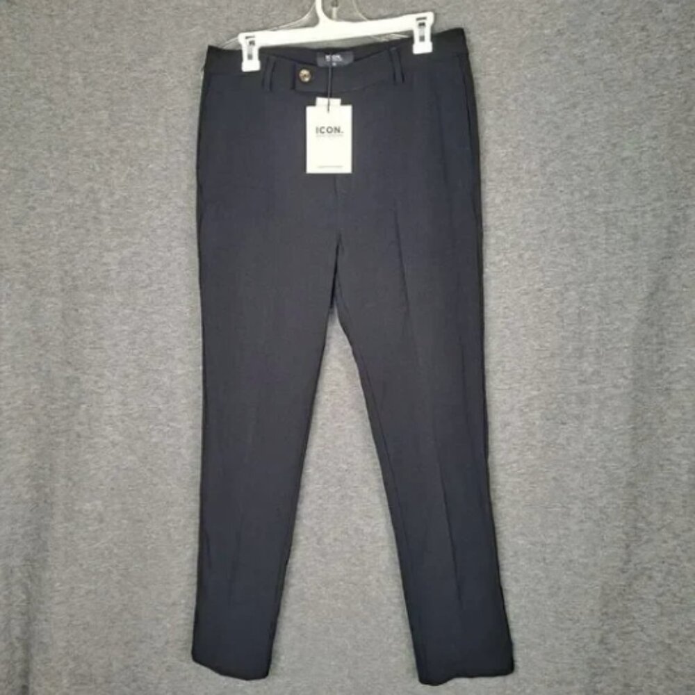 NWT ICON Amsterdam Trousers Dress Pants Size 32 31x29 Solid Black